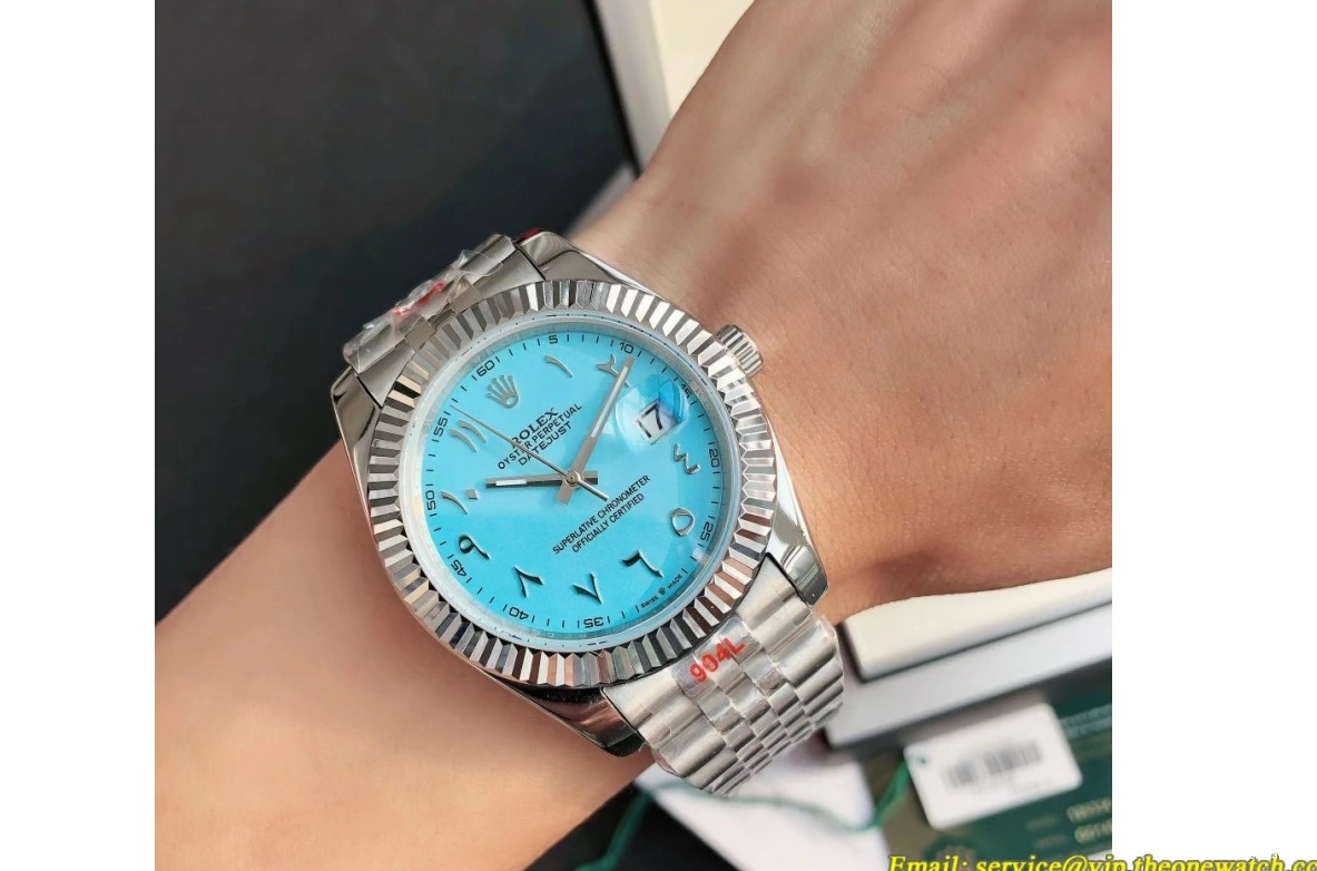 Tiffany 41mm Blue 126334 SS GDF Datejust Flt Jub MY8215 SS Arab 0122